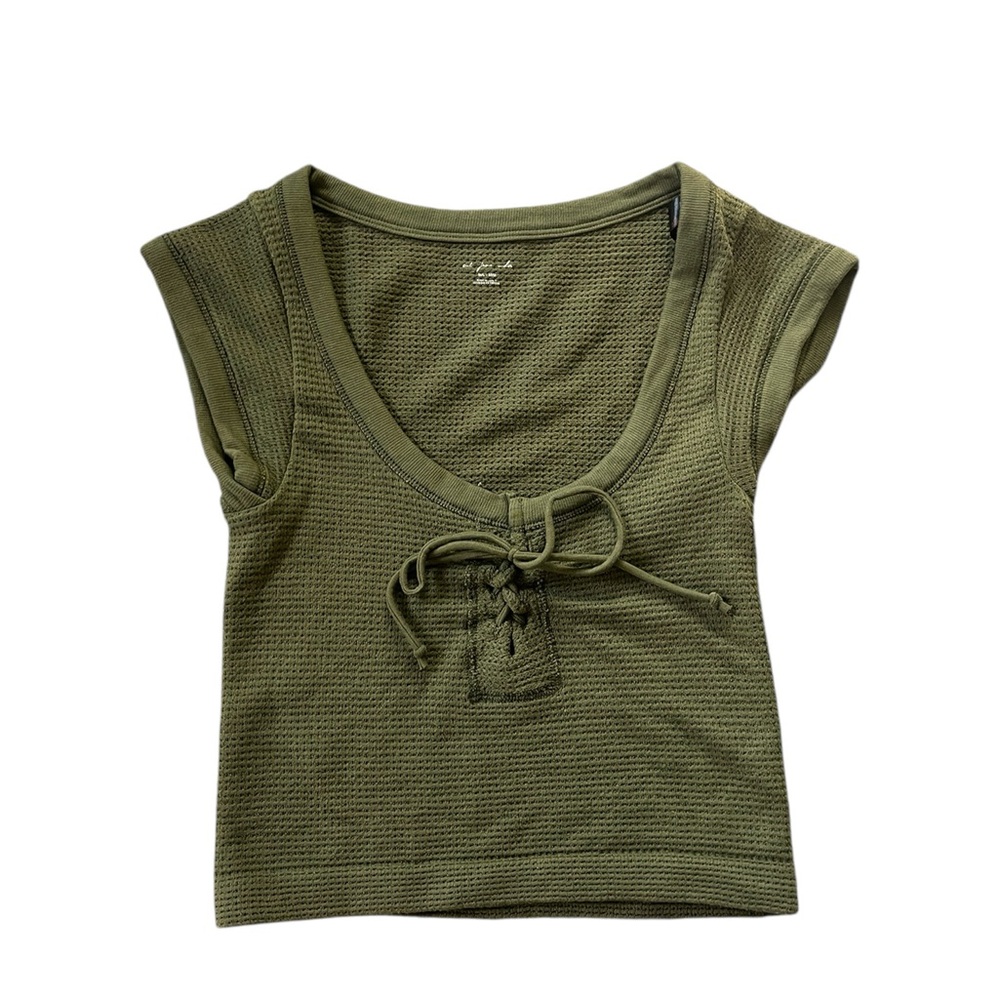 Urban Outfitters Green Tie Front Crop Tank Top